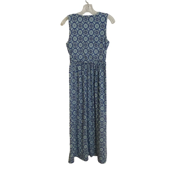 Lands End Blue Boho Maxi Length Dress Crossover Coastal Top Soft Stretch Small - Picture 4 of 7